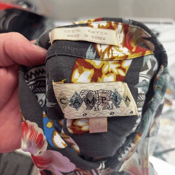 Vintage Campia Mens Hawaiian Camp Floral Palm Tree Surfboard Mens Size M EUC - Picture 5 of 5